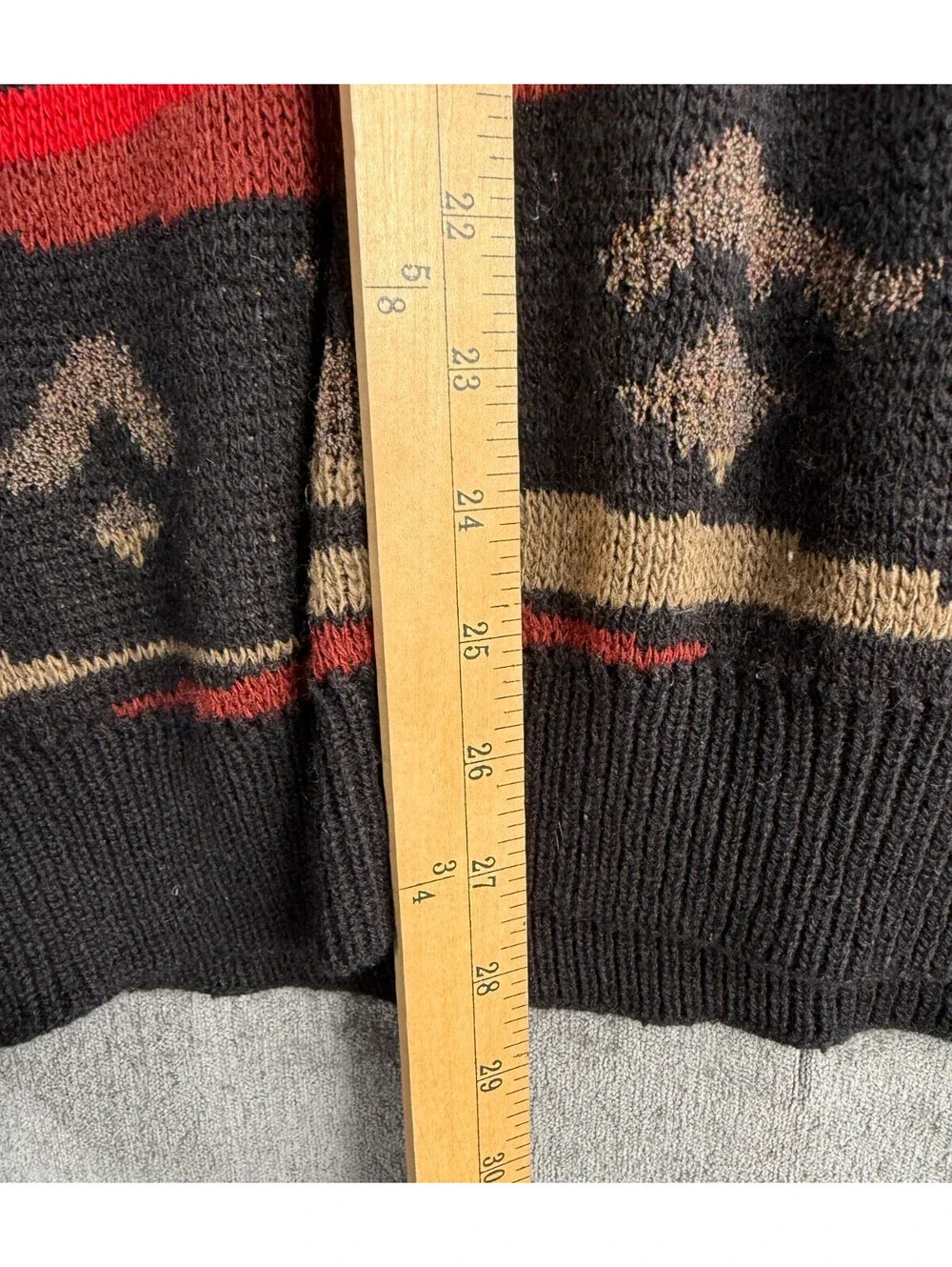 VTG Cambio Italia Sweater Mens XL Black Geometric Tribal Knit Wool Blend Italy